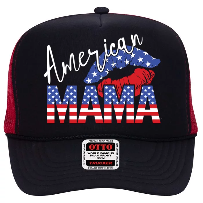 American Mama Patriotic Mothers Day Gift High Crown Mesh Trucker Hat