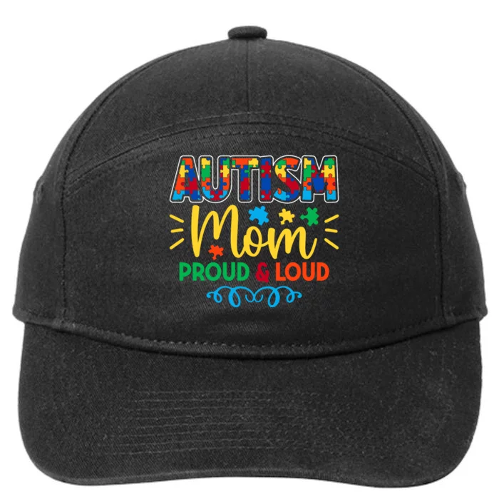 Autism Mom Proud & Loud Graphic 7-Panel Snapback Hat