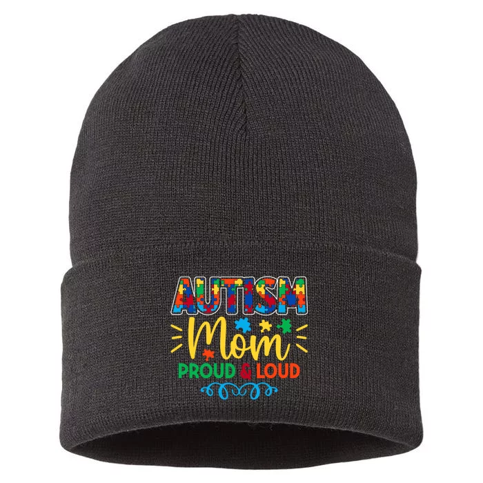 Autism Mom Proud & Loud Graphic Sustainable Knit Beanie