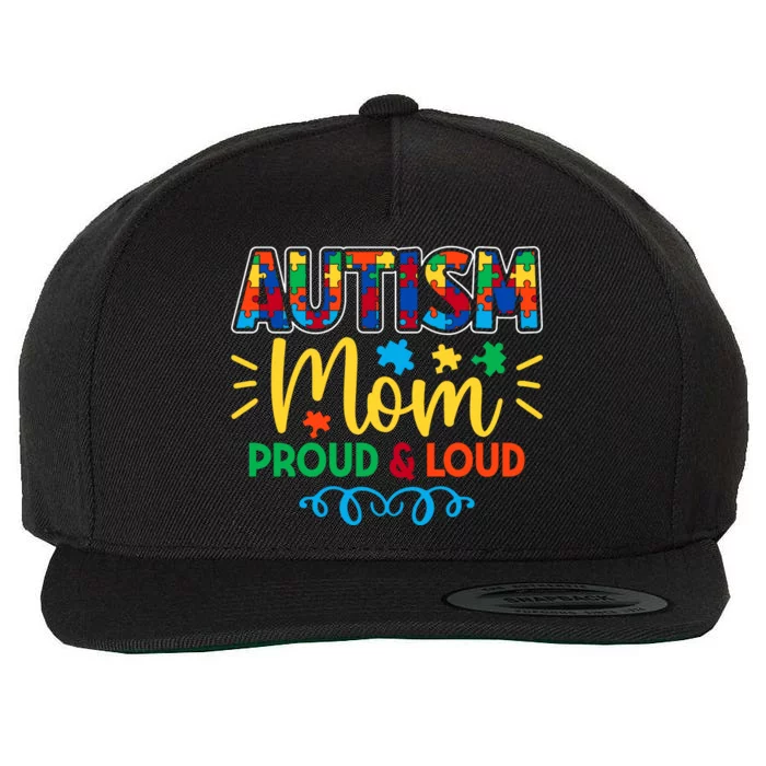 Autism Mom Proud & Loud Graphic Wool Snapback Cap