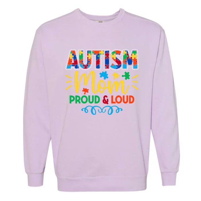 Autism Mom Proud & Loud Graphic Garment-Dyed Sweatshirt