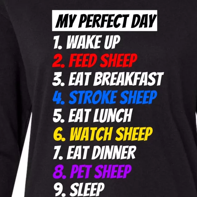 A My Perfect Day Design With A Sheep Twist Gift Womens Cotton Relaxed Long Sleeve T-Shirt