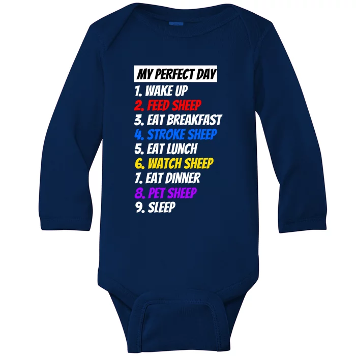 A My Perfect Day Design With A Sheep Twist Gift Baby Long Sleeve Bodysuit