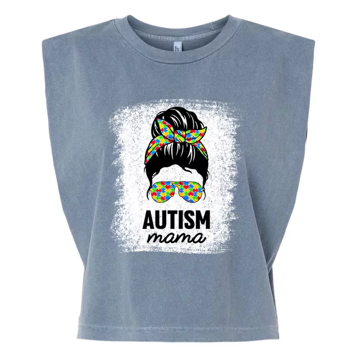 Autism Mama Puzzle Piece Autism Awareness Asd Autistic Mama Gift Garment-Dyed Women's Muscle Tee