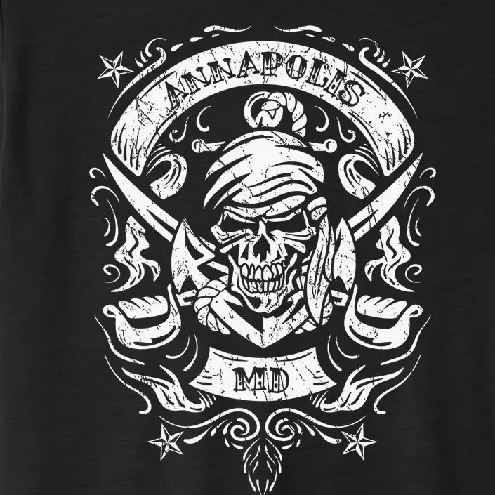 Annapolis Maryland Pirate Skull and Crossed Swords Design ChromaSoft Performance T-Shirt