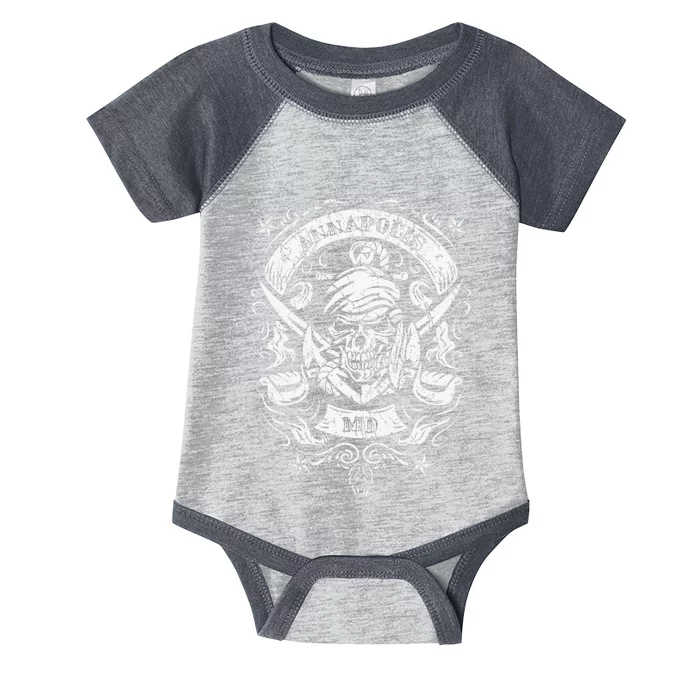 Annapolis Maryland Pirate Skull and Crossed Swords Design Infant Baby Jersey Bodysuit