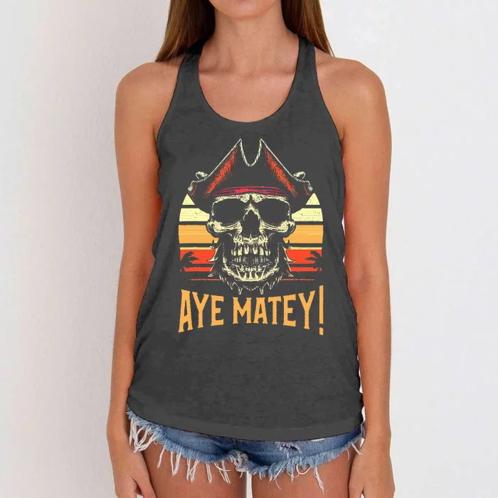 Aye Matey Pirate IM Eighty Pun 80 Years Old Birthday Women's Knotted Racerback Tank