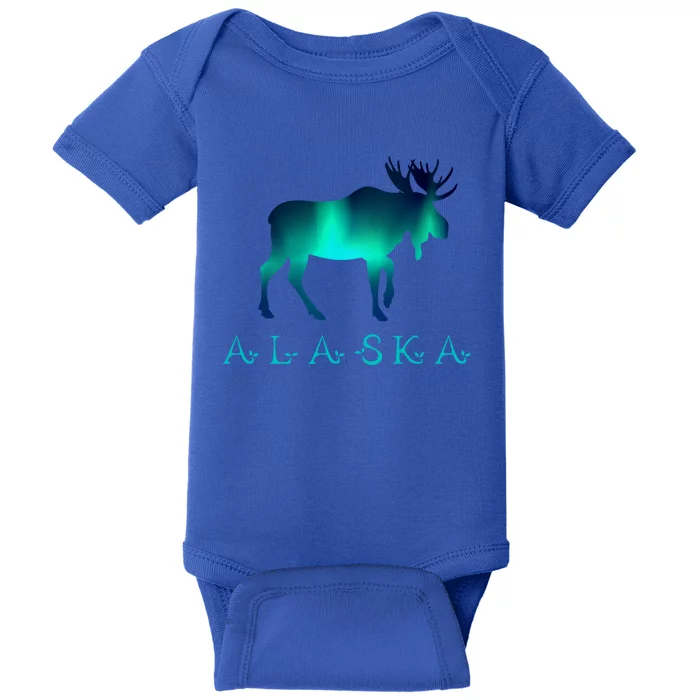 Alaska Moose Polar Lights Climate Change Gift Baby Bodysuit