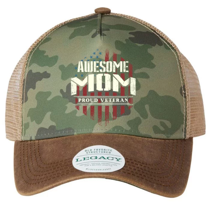 Awesome Mom Proud Veteran Patriotic America Veteran's Day Gift Legacy Tie Dye Trucker Hat