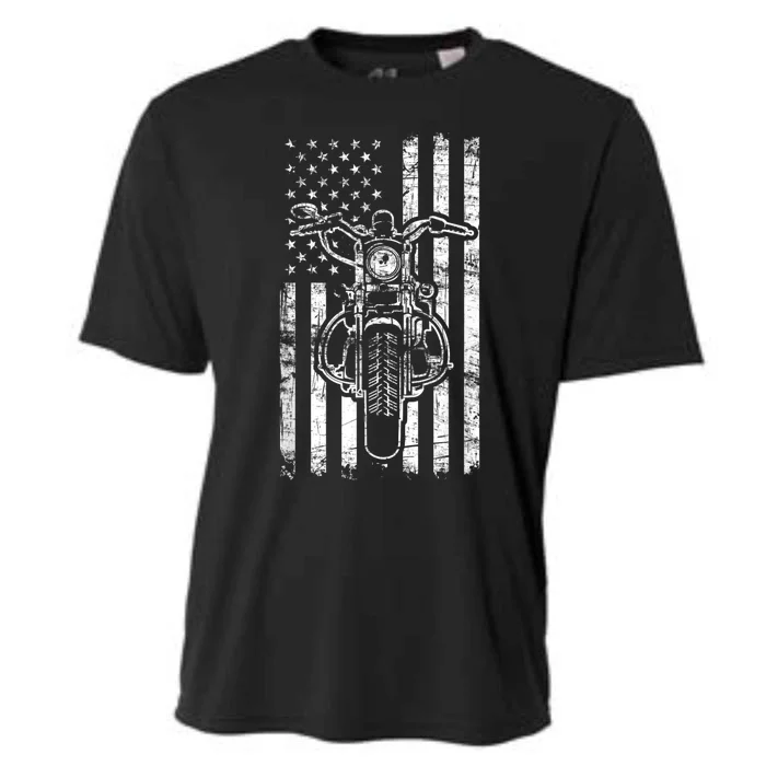 American Motorcycle Patriotic US Flag Cool Biker Cooling Performance Crew T-Shirt