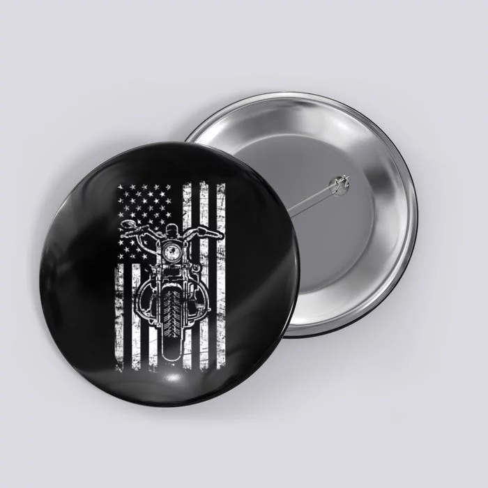 American Motorcycle Patriotic US Flag Cool Biker Button