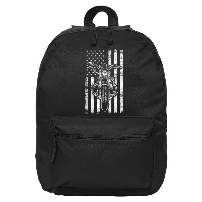 American Motorcycle Patriotic US Flag Cool Biker 16 in Basic Backpack