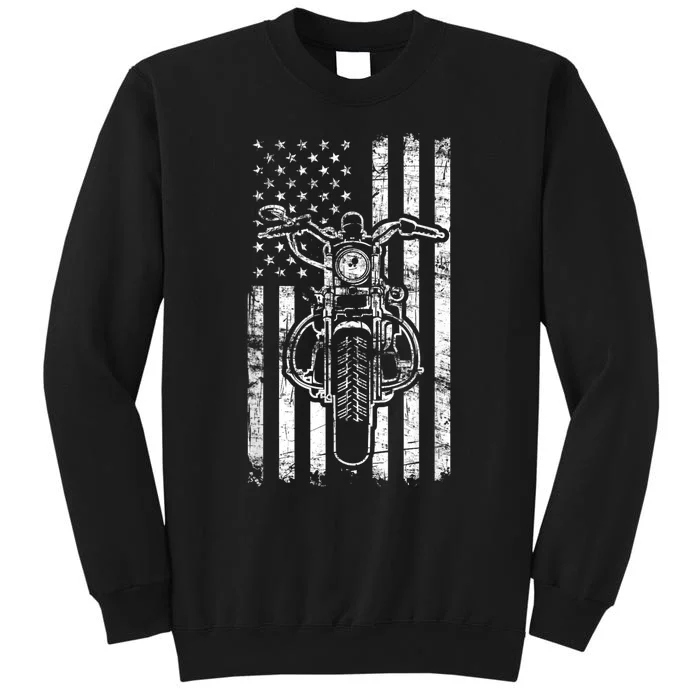 American Motorcycle Patriotic US Flag Cool Biker Tall Sweatshirt