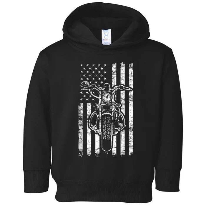 American Motorcycle Patriotic US Flag Cool Biker Toddler Hoodie