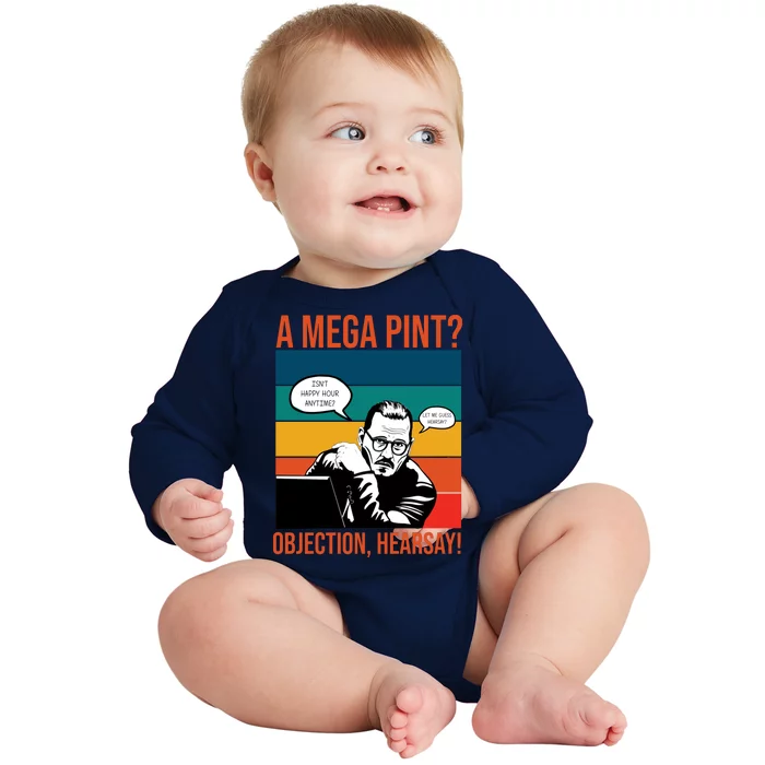 A Mega Pint Objection Hearsay Johnny Depp Retro Sunset Baby Long Sleeve Bodysuit