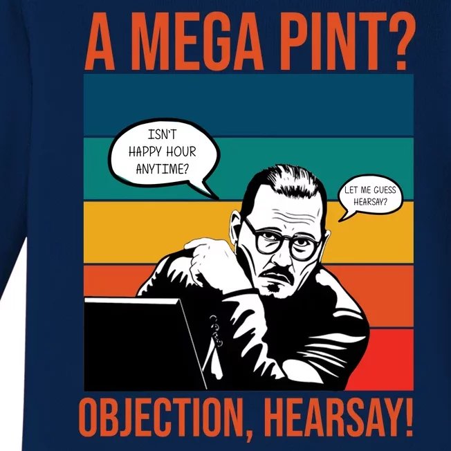 A Mega Pint Objection Hearsay Johnny Depp Retro Sunset Baby Long Sleeve Bodysuit