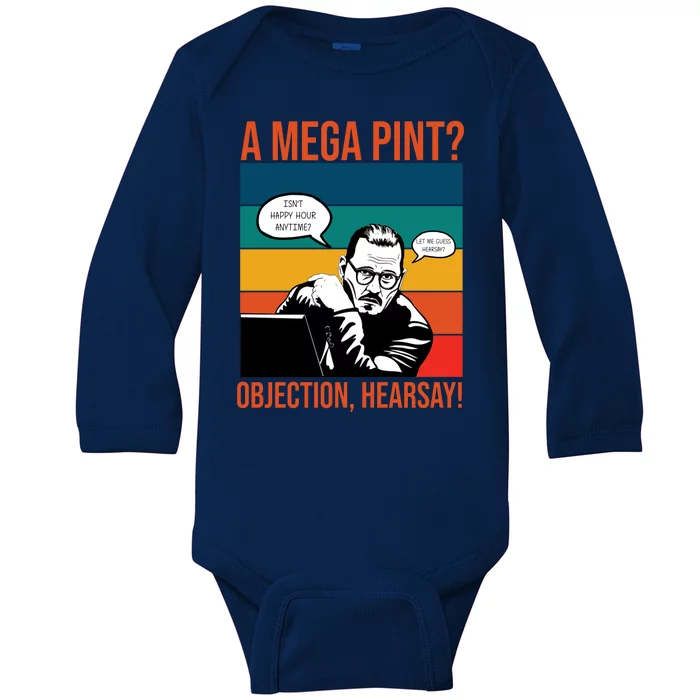 A Mega Pint Objection Hearsay Johnny Depp Retro Sunset Baby Long Sleeve Bodysuit