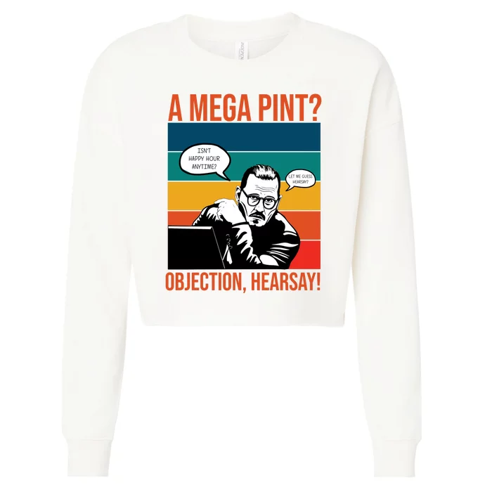 A Mega Pint Objection Hearsay Johnny Depp Retro Sunset Cropped Pullover Crew