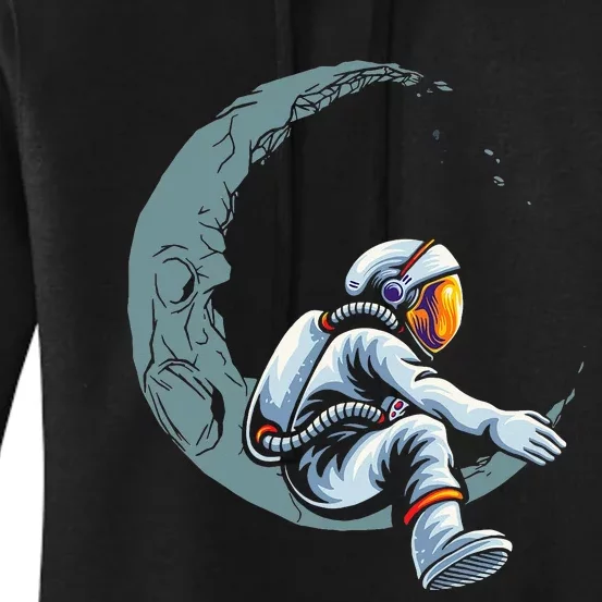 Astronaut Moon Projector Astronomy Telescope Stargazing Women's Pullover Hoodie