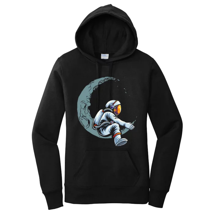 Astronaut Moon Projector Astronomy Telescope Stargazing Women's Pullover Hoodie