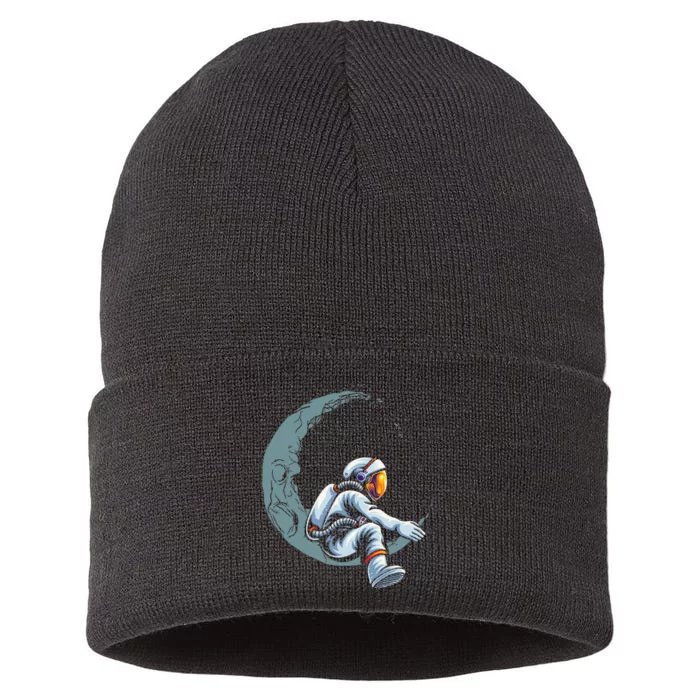 Astronaut Moon Projector Astronomy Telescope Stargazing Sustainable Knit Beanie