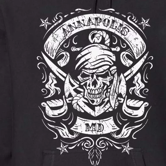 Annapolis Maryland Pirate Skull and Crossed Swords Premium Hoodie