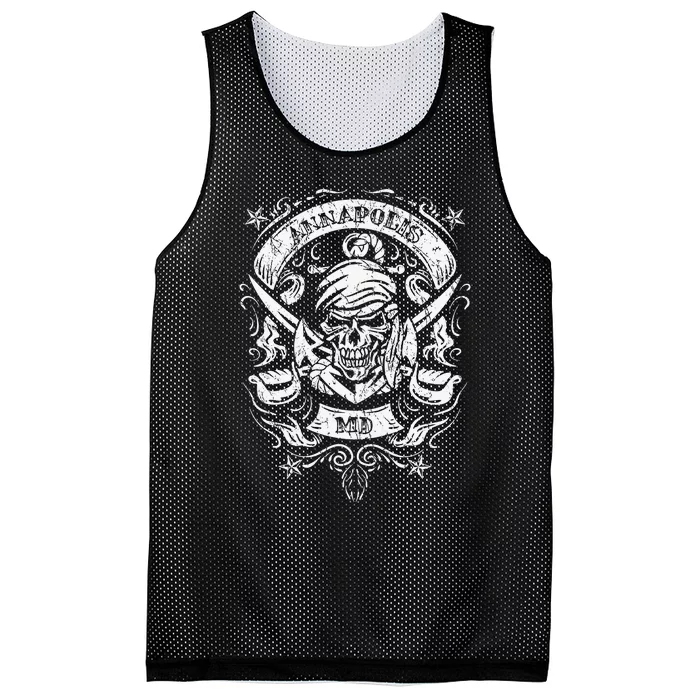 Annapolis Maryland Pirate Skull and Crossed Swords Mesh Reversible Basketball Jersey Tank