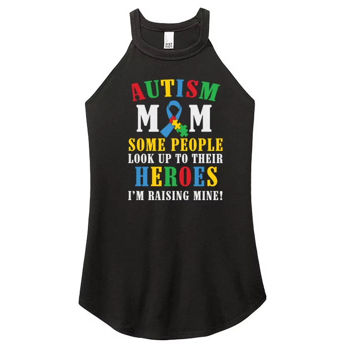 Autism Mom Puzzle Ribbon Son Mother's Day Autism Awareness Women’s Perfect Tri Rocker Tank