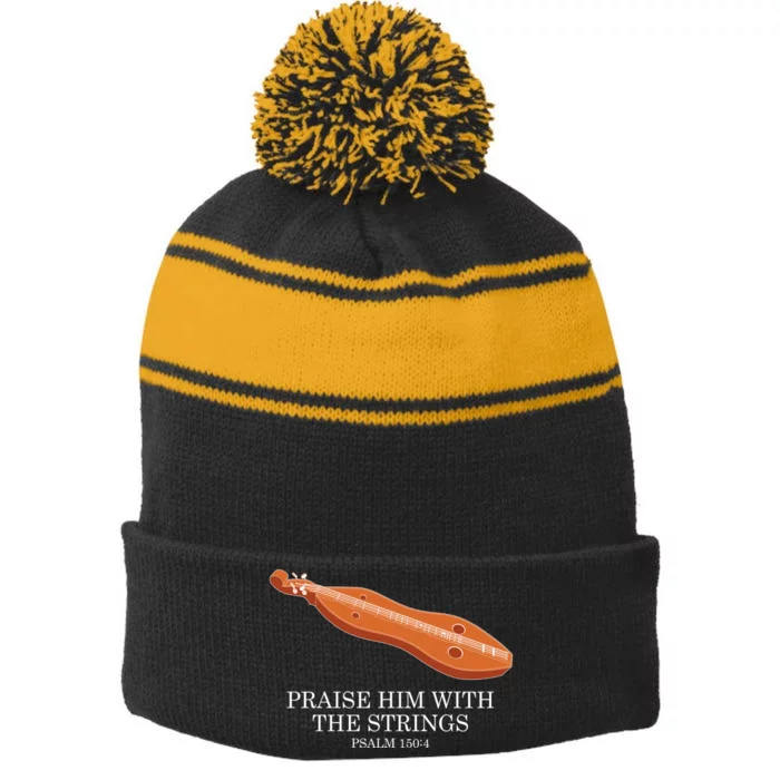 Appalachian Music Praise Him With The Strings Dulcimer Stripe Pom Pom Beanie