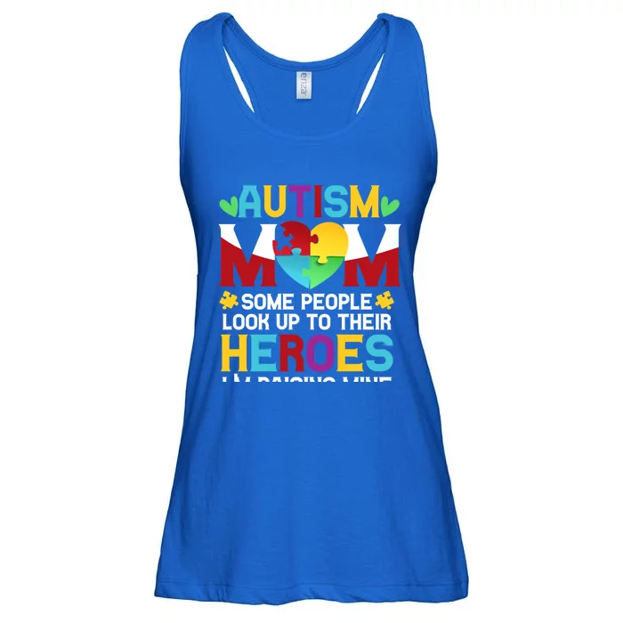 Autism Mom People Look Up Their Heroes Raising Mine Gift Ladies Essential Flowy Tank