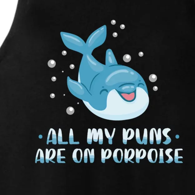 All My Puns Are On Porpoise Dolphin Mammal Animals Marine Cool Gift Ladies Tri-Blend Wicking Tank