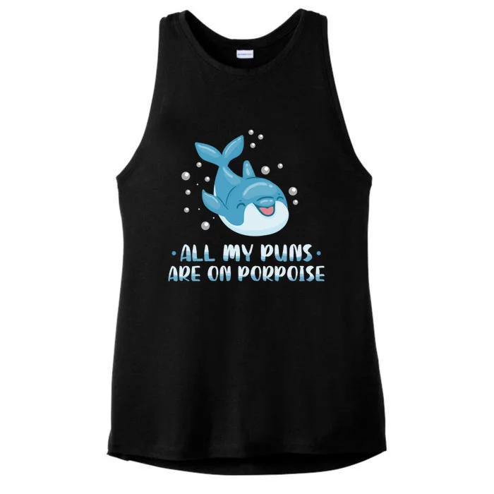 All My Puns Are On Porpoise Dolphin Mammal Animals Marine Cool Gift Ladies Tri-Blend Wicking Tank