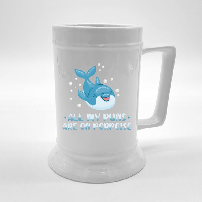 All My Puns Are On Porpoise Dolphin Mammal Animals Marine Cool Gift Front & Back Beer Stein