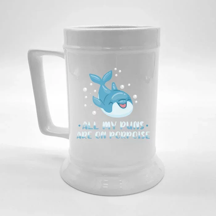 All My Puns Are On Porpoise Dolphin Mammal Animals Marine Cool Gift Front & Back Beer Stein