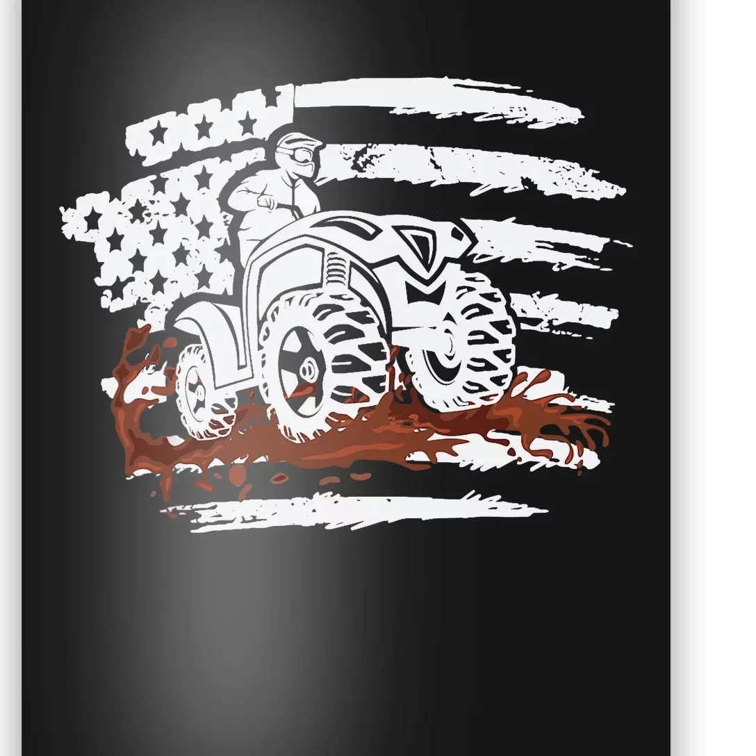 ATV Mudding Quad Four Wheeler Racing Squad USA Flag Poster