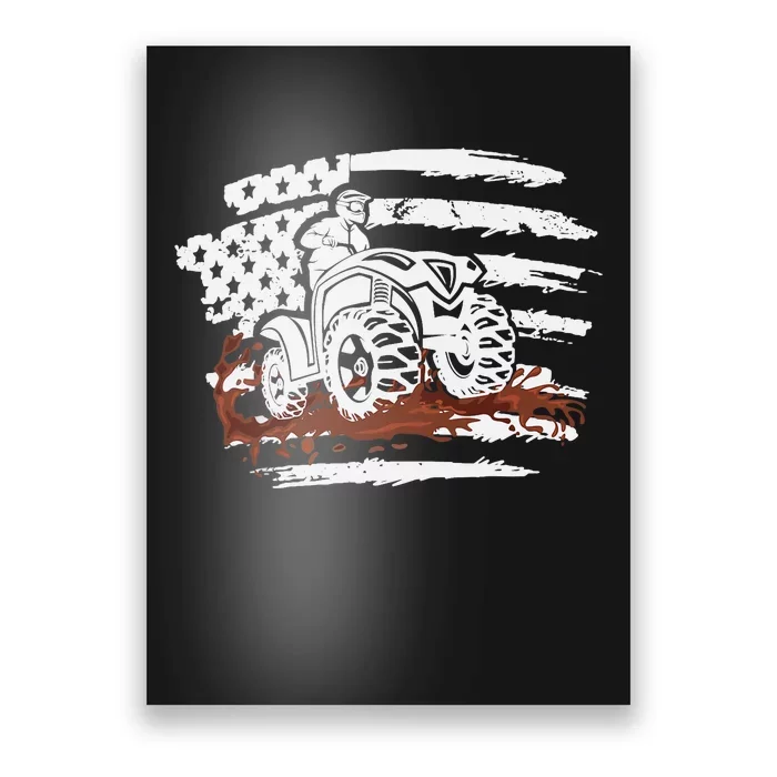 ATV Mudding Quad Four Wheeler Racing Squad USA Flag Poster