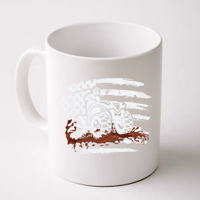 ATV Mudding Quad Four Wheeler Racing Squad USA Flag Front & Back Coffee Mug