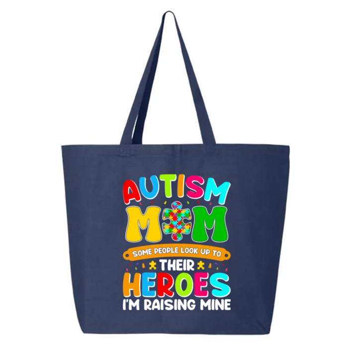 Autism Mom Raising Hero Puzzle Piece Autism Awareness Gift 25L Jumbo Tote