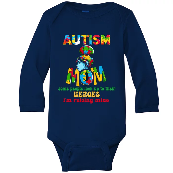 Autism Mom Raising Hero Gift Baby Long Sleeve Bodysuit