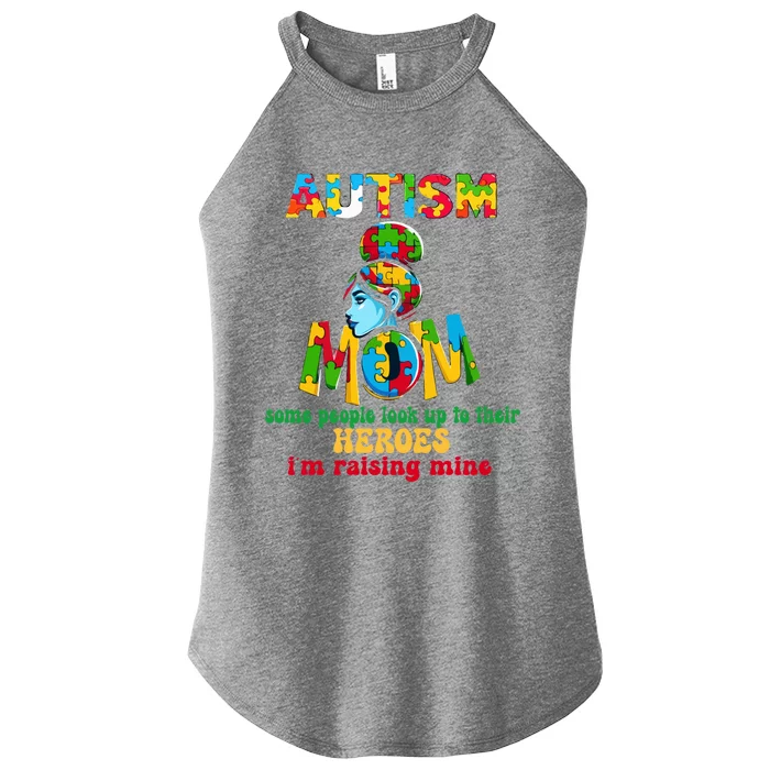 Autism Mom Raising Hero Gift Women’s Perfect Tri Rocker Tank