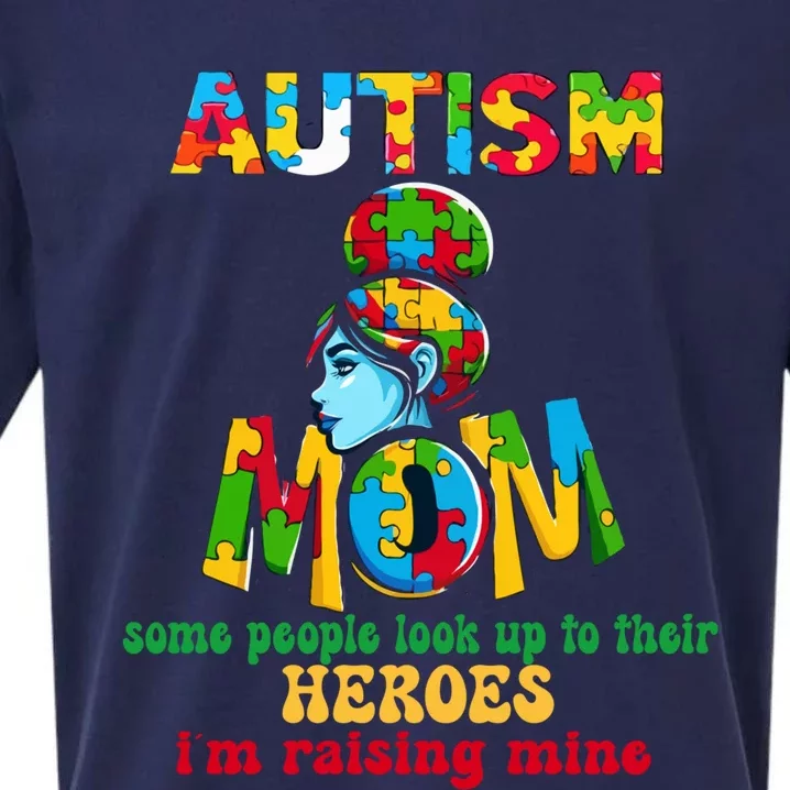 Autism Mom Raising Hero Gift Sueded Cloud Jersey T-Shirt