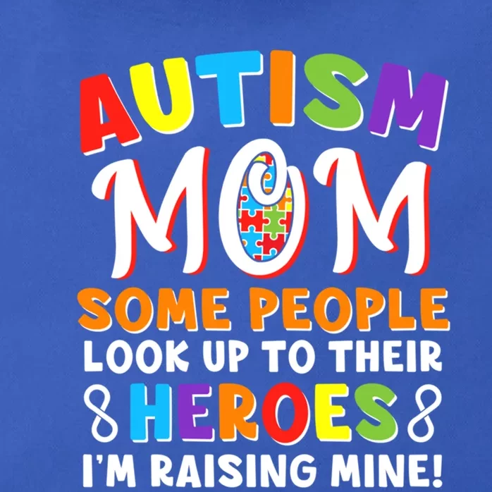 Autism Mom Raising My Son Hero Autism Awareness Ribbon Gift Zip Tote Bag