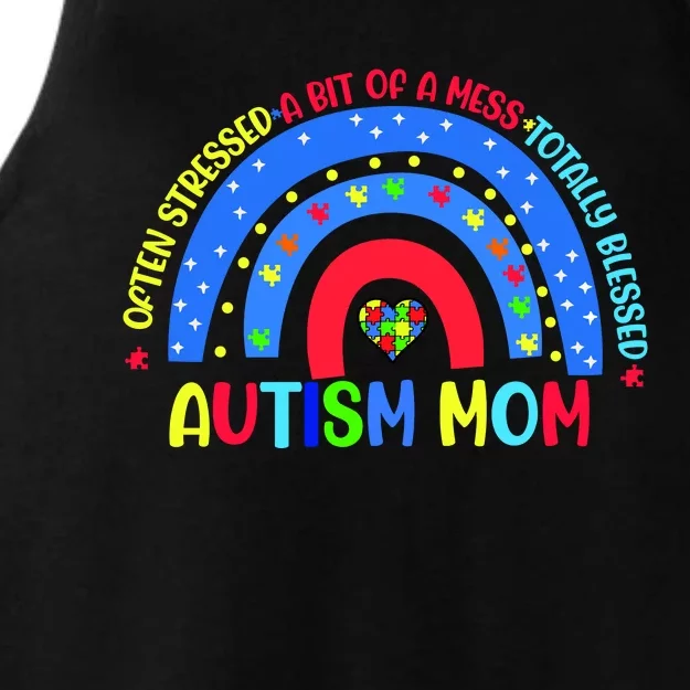 Autism Mom Rainbow Totally Blessed Awareness Love Puzzle Ladies Tri-Blend Wicking Tank