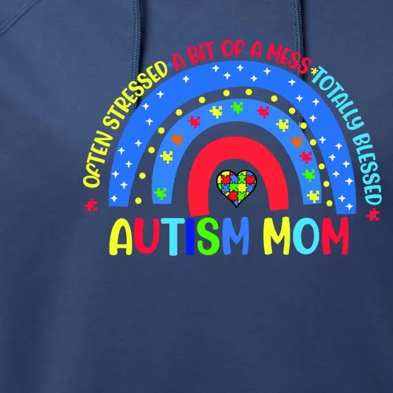 Autism Mom Rainbow Totally Blessed Awareness Love Puzzle Performance Fleece Hoodie