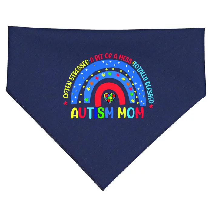 Autism Mom Rainbow Totally Blessed Awareness Love Puzzle USA-Made Doggie Bandana