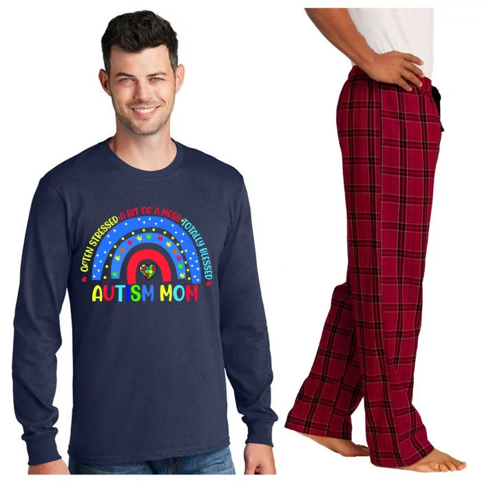 Autism Mom Rainbow Totally Blessed Awareness Love Puzzle Long Sleeve Pajama Set