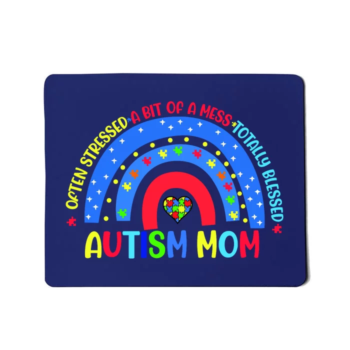 Autism Mom Rainbow Totally Blessed Awareness Love Puzzle Mousepad