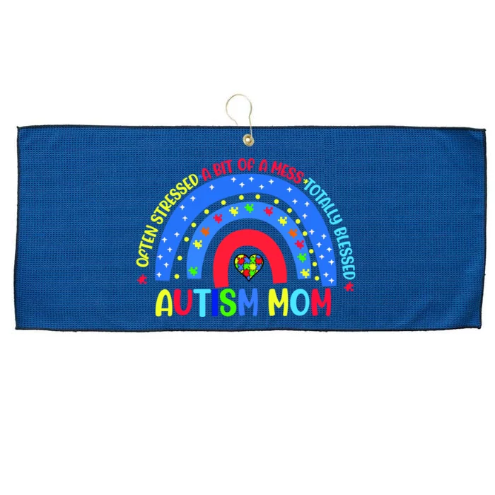 Autism Mom Rainbow Totally Blessed Awareness Love Puzzle Large Microfiber Waffle Golf Towel