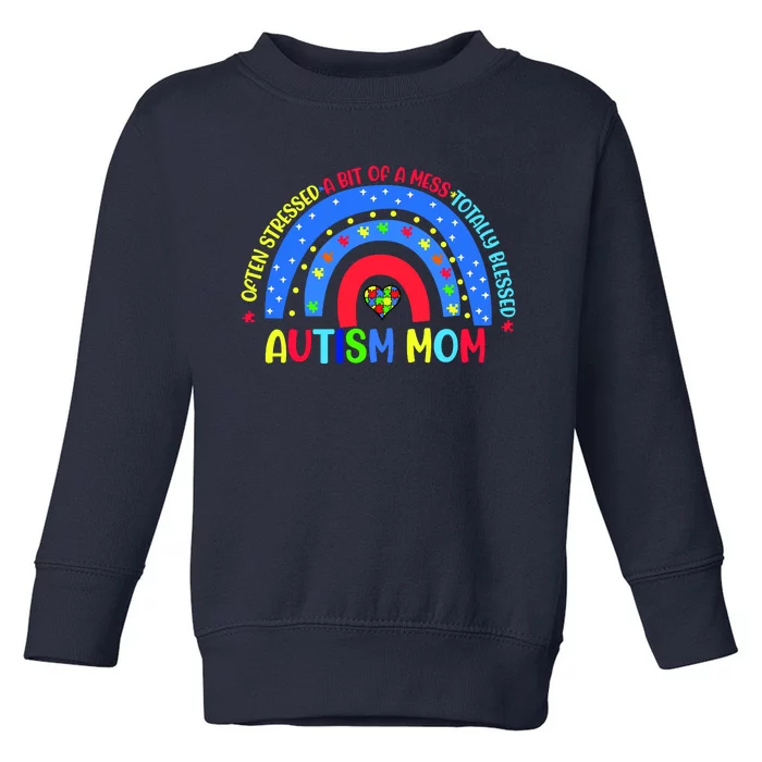 Autism Mom Rainbow Totally Blessed Awareness Love Puzzle Toddler Sweatshirt