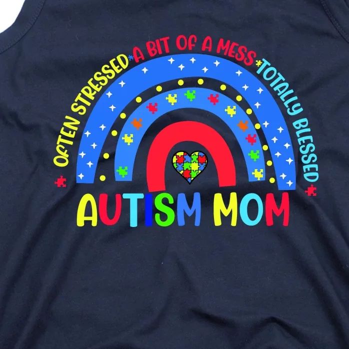 Autism Mom Rainbow Totally Blessed Awareness Love Puzzle Tank Top